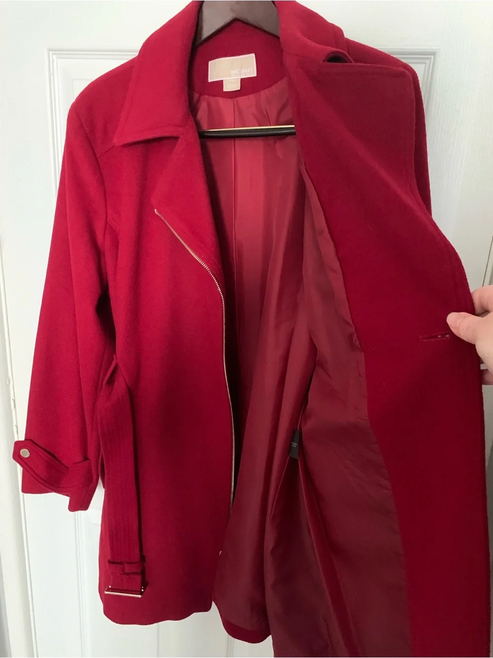 Michael Kors NWT Red Belted Wool-Blend Coat XXL